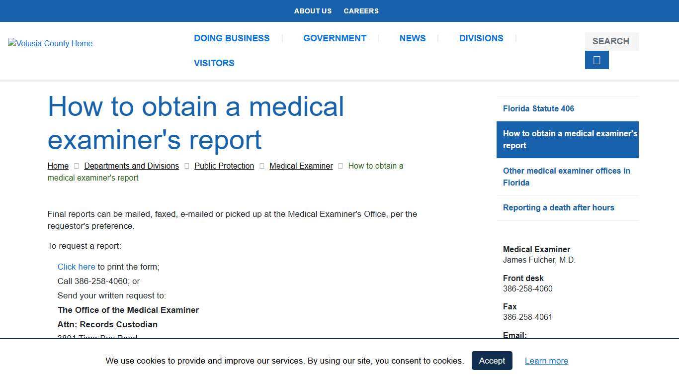 How to obtain a medical examiner's report